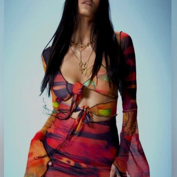 Jaded London abstract print tie from mesh dress - Picture 1 of 2